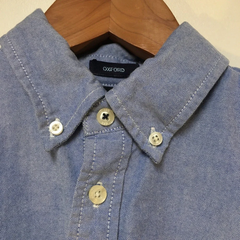 Gap Oxford Shirt Boys Size L 10 Blue Long Sleeve Button Down Cotton Chambray